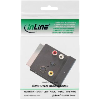 InLine® S-VHS/Scart Adapter, Scart Stecker / Buchse, an 3x Cinch Buchse und 1x S-VHS Buchse