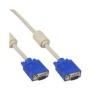 InLine® S-VGA Kabel, 15pol HD Stecker / Stecker, beige, 15m