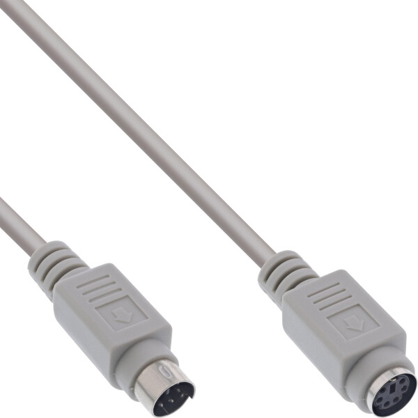 InLine® PS/2 Cable straight MD6 male to female grey 10m