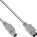 InLine® PS/2 Cable straight MD6 male to female grey 10m