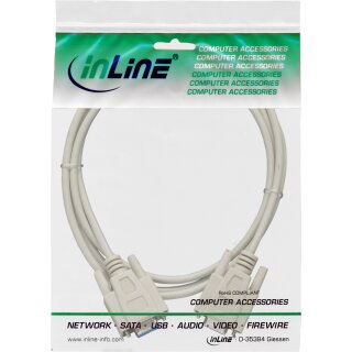 InLine® Serielles Kabel, 9pol Buchse / Buchse, vergossen, 1:1 belegt, 1,8m