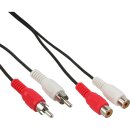 InLine® Audio Cable 2x RCA male to female 10m