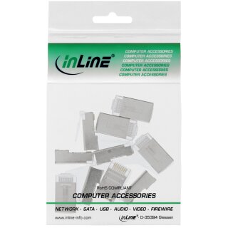 InLine® Modularstecker 8P8C RJ45 zum Crimpen auf Rundkabel, geschirmt, 10er Pack