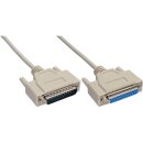 InLine® Serial Cable molded DB25 male to female direct grey 1.8m