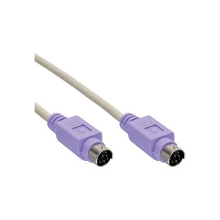 InLine® PS/2 Cable male to male grey / purple 2m
