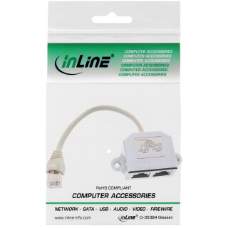 InLine® Cat.5e T-Adapter (Port-Doppler), RJ45 Stecker an 2x RJ45 Buchse, 0,15m