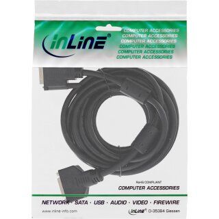 InLine® DVI-D Verlängerung, Dual Link 24+1 Stecker auf 24+1 Buchse, 2 Ferrite, 5m
