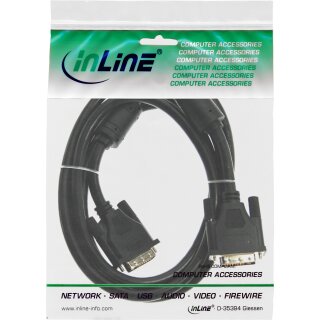 InLine® DVI-I Cable 18+5 male to male Single Link with 2 ferrite chokes 2m