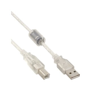 InLine® USB 2.0 Cable A to B male with ferrite choke 2m