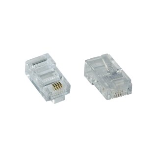 InLine® Modularstecker 8P4C RJ45 zum Crimpen auf Flachkabel (ISDN), 10er Pack