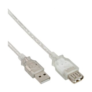 InLine® USB 2.0 Verlängerung, USB-A Stecker / Buchse, transparent, 3m