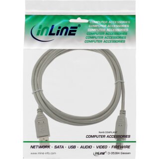 InLine USB 2.0 Cable Type A male to Type B male beige 0.5m