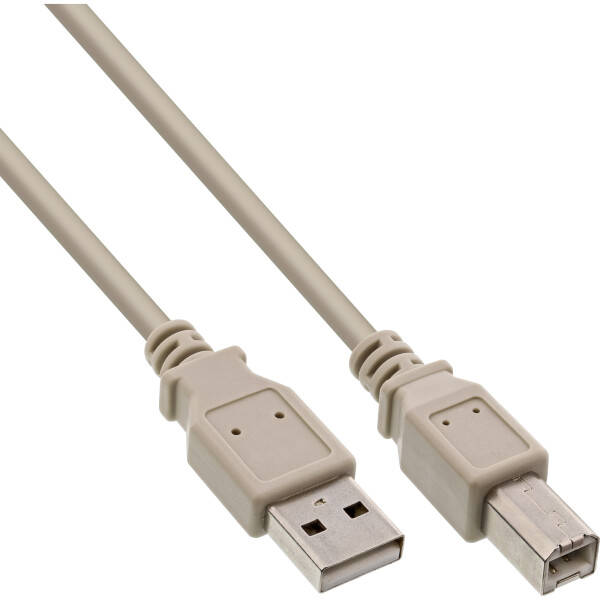 InLine® USB 2.0 Cable Type A male to Type B male beige 0.5m
