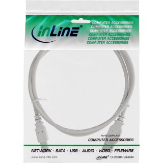InLine USB 2.0 Kabel, A an B, beige, 1m