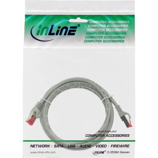 InLine® Patchkabel, S/FTP (PiMf), Cat.6, 250MHz, PVC, Kupfer, grau, 1m