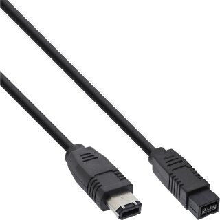 InLine® FireWire Kabel, IEEE1394 6pol Stecker zu 9pol Stecker, schwarz, 3m