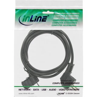 InLine Netzkabel, Schutzkontakt gewinkelt auf Kaltgertestecker C13 13 links abgewinkelt, 1,8m, schwarz