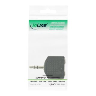 InLine® Audio Adapter, 3,5mm Klinke Stecker an 2x 3,5mm Klinke Buchse, Stereo