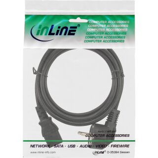 InLine® Netzkabel, Schutzkontakt gewinkelt auf Kaltgerätestecker C13, 3m