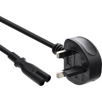 InLine® Power Cable mains Plug England to Euro 8 socket 1.8m