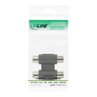 InLine® Audio Adapter, 2x Cinch Kupplung, Buchse / Buchse