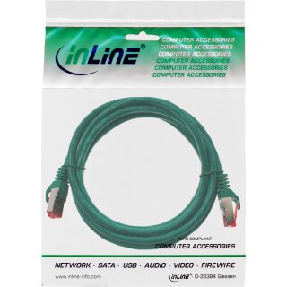 InLine® Patchkabel, S/FTP (PiMf), Cat.6, 250MHz, PVC, Kupfer, grün, 1m
