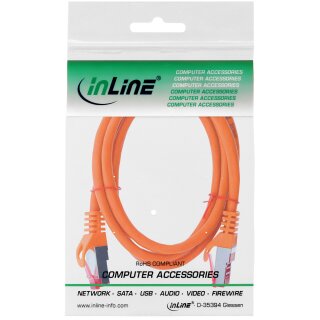 InLine® Patchkabel, S/FTP (PiMf), Cat.6, 250MHz, PVC, Kupfer, orange, 1m