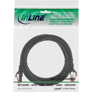InLine® Patchkabel, S/FTP (PiMf), Cat.6, 250MHz, PVC, Kupfer, schwarz, 2m