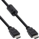InLine® HDMI Cable High Speed male + ferrite choke black 3m