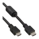 InLine® HDMI Cable High Speed male + ferrite choke black 5m