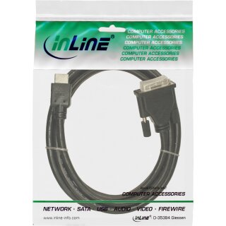 InLine HDMI-DVI Cable 19 Pin male to 18+1 male + ferrite choke black 5m
