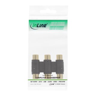 InLine Audio Adapter 3x RCA female to female gold plated