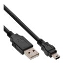 InLine® USB 2.0 Cable Type A male to mini B male 5 Pin black 3m