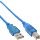 InLine® USB 2.0 Cable Type A to B blue transparent 3m