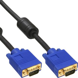 InLine® S-VGA Kabel Premium, 15pol HD Stecker / Stecker, schwarz, 1m