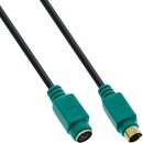 InLine® PS/2 Cable male to female black green gold plated 2m