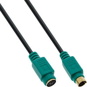 InLine® PS/2 Cable male to female black green gold...