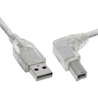 InLine® USB 2.0 Cable right angeled Type A male to B male transparent 2m