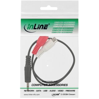 InLine® Cinch/Klinke Kabel, 2x Cinch Buchse an 3,5mm Klinke Stecker, 0,2m