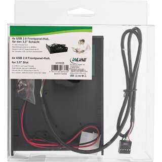 InLine® USB 2.0 Hub, 4-fach für den 8,89cm (3,5) Schacht, schwarz