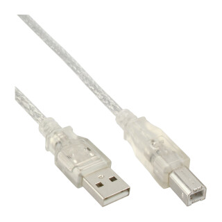 InLine USB 2.0 Kabel, A an B, transparent, 7m