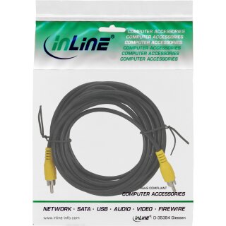 InLine Video Cable 1x RCA male to male yellow Plugs 5m