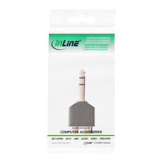 InLine® Audio Adapter, 6,3mm Klinke Stecker auf 2x Cinch Buchse, Stereo