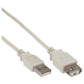 InLine® USB 2.0 Verlängerung, Stecker / Buchse, Typ A, beige, 0,3m