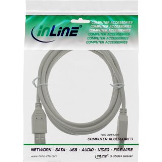 InLine® USB 2.0 Verlängerung, Stecker / Buchse, Typ A, beige, 0,3m