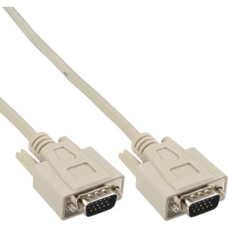 InLine® VGA Cable 15HD male to male grey 3m
