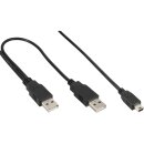 InLine® USB Mini-Y-Kabel, 2x Stecker A an Mini-B...