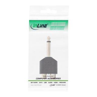 InLine® Audio Adapter, 6,3mm Klinke Stecker an 2x Cinch Buchse, Mono