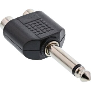 InLine® Audio Adapter, 6,3mm Klinke Stecker an 2x Cinch Buchse, Mono