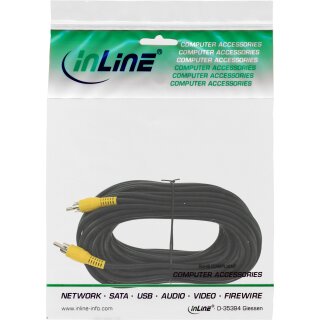 InLine® Cinch Kabel, Video, 1x Cinch Stecker / Stecker, Steckerfarbe gelb, 10m